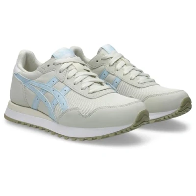 Image of Asics Women&#039;s Tiger Runner Ii Sneaker, Cream Light Blue, 6.5 UK