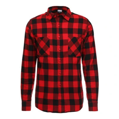 Image of Urban Classics Checked Shirt, Men&#039;s, Size: Small, Black/red