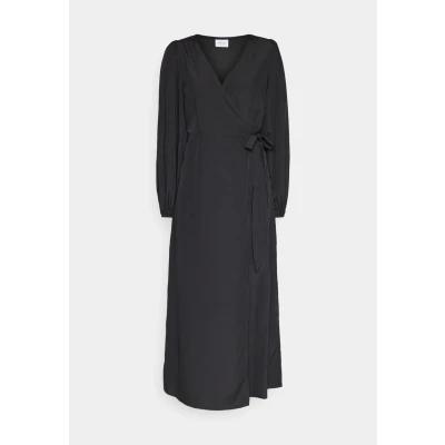 Image of VILA Vigraffy LONG WRAP Dress Day dress, Women&#039;s, Size: 6, Black