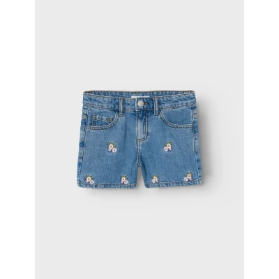 Image of NAME IT Girl&#039;s Denim Shorts, Medium Blue (Medium Denim), 134