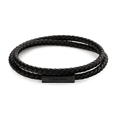 Image of Calvin Klein Brushed Double Wrapped Bracelet Bracelet, Men&#039;s, Size: One Size, Black