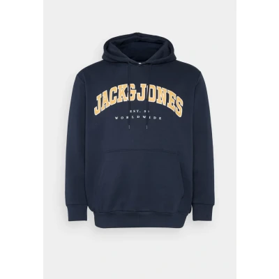 Image of Jack &amp; Jones Jjecaleb Varsity HOOD Sweatshirt, Men&#039;s, Size: Large, Navy