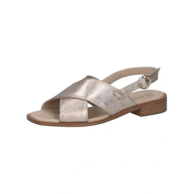 Image of Caprice Damen flache Pantolette aus Leder, Braun (TAUPE METALLIC), 36
