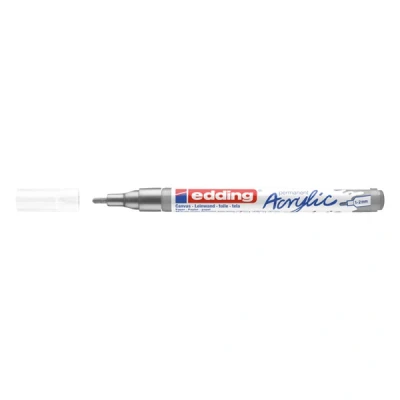 Image of edding 5300 acrylic marker fine silver 1 waterproof paint round nib 2mm pen for drawing on canvas, art paper and wood markers pebbles