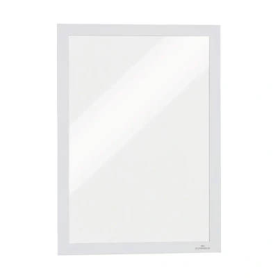 Image of Durable DURAFRAME Self Adhesive Magnetic Frame A4 Format In White Pack of 2 Frames Document for Professional Internal Signage