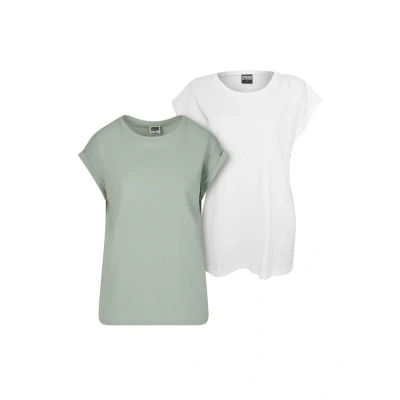 Image of Urban Classics Extended Shoulder 2PACK Basic Tshirt, Women&#039;s, Size: XS, Frostmint white