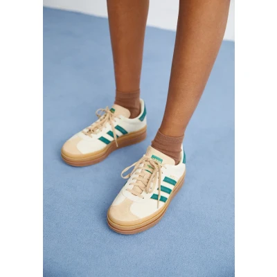 Image of adidas Originals Gazelle Trainers, Women&#039;s, Size: 4.5, Cream white/collegiate green/magic beige Leather