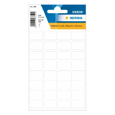 Image of HERMA Multi Purpose Labels, 32 Labels per Sheet, 7 Sheets, 12 x 18 mm, 224 Self Adhesive Small Stickers, Blank Sticky for Office Kitchen Home, White