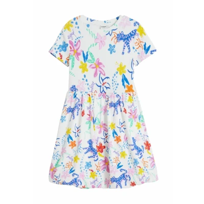 Image of Desigual Printed Jersey dress for kids, Size: 13/14y, White