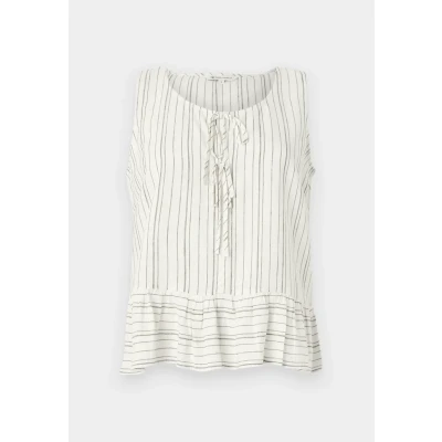 Image of TOM Tailor Denim MIX WITH BOWS Top white/olive, Women&#039;s, Size: Large, White/olive
