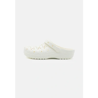 Image of Crocs Classic Floral CUT OUT Unisex Pool slides, Size: M5W6, Chalk Synthetics