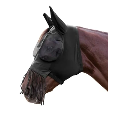 Image of Waldhausen Puck Fly Mask with Nose Fringe Black WB