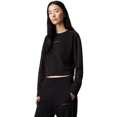Image of Calvin Klein Underwear French Terry LOGO Sweatshirt Pyjama top, Women&#039;s, Size: Large, Black