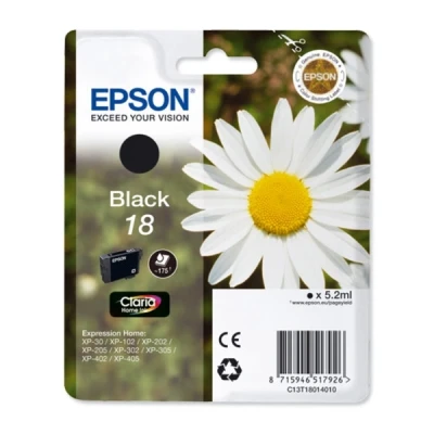 Image of Epson 18 Black Daisy Genuine, Claria Home Ink Cartridge