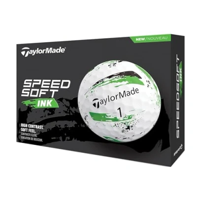 Image of TaylorMade SpeedSoft Ink Green Golf Ball, 2024