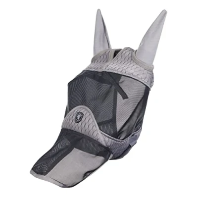 Image of LeMieux Horse Gladiator Full Mask in Grey 4 Way Stretch Lycra Breathable Mesh XL