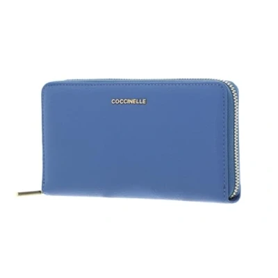 Image of Coccinelle Women&#039;s Leather Wallet, 12.5 x 9 cm, Light blue, with External Coin Purse and Card Slots, S, small wallet