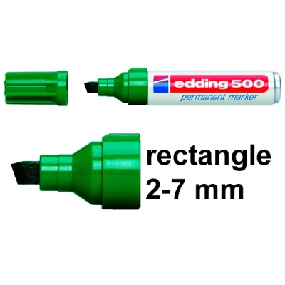 Image of edding 500 permanent marker green 10 pens chisel tip 2 7 mm waterproof, quick drying, smear proof for cardboard, plastic, wood, metal, glass and fabric