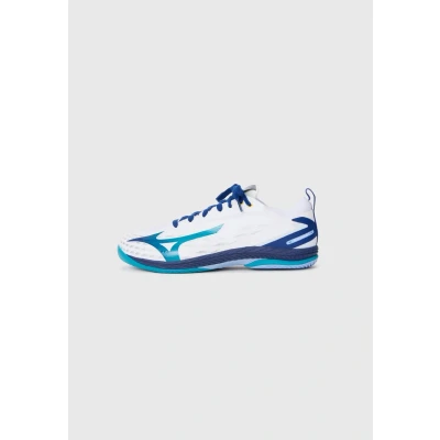 Image of Mizuno WAVE DRIVE NEO 4 Table Tennis Shoes White/Bellwether Blue/Fjord Blue Women/Men Size 8,5