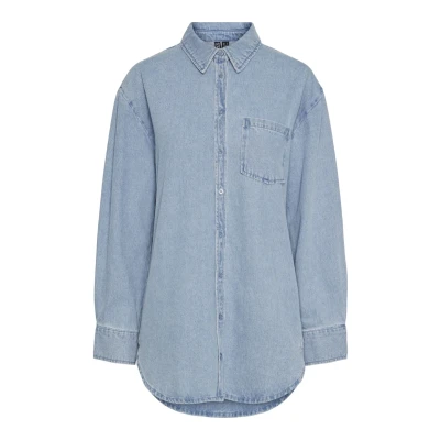 Image of PIECES Female Denim Shirt PCMAISIE, Light blue (light denim), XS
