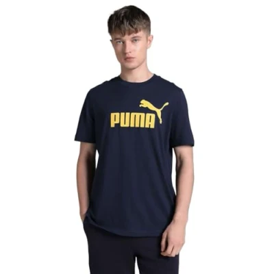Image of Puma ESS NO 1 LOGO Print Tshirt, Men&#039;s, Size: XS, New navy