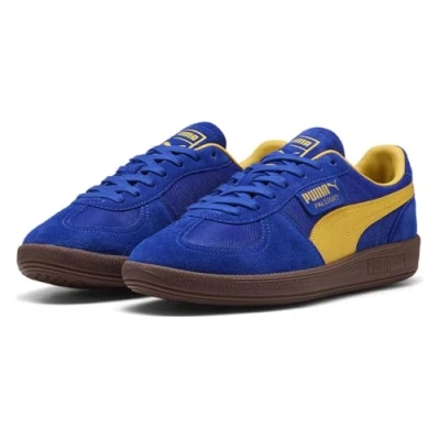 Image of Puma Palermo Vintage Update Unisex Trainers, Size: 13, Vivid blue/sunny yellow Leather and textile