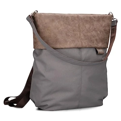 Image of Zwei Olli OR12 Backpack Handbag, 7 Litres, Water Repellent, High Quality Faux Leather, Good Interior with Padded Laptop Compartment, Zip, &amp; Shoulder Bag, 2 in 1, Rock, 34 x 33 14 cm,
