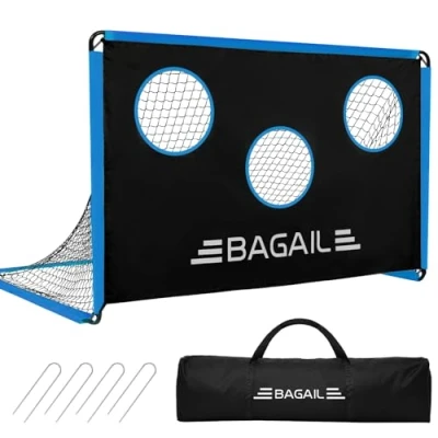 Image of BAGAIL Football Goal, 2 In 1 Designed Net with Target Comes Portable Carry Bag, Easy to Assemble, Ideal for Garden Shooting Training and Recreational Matches, 6 x 4 FT