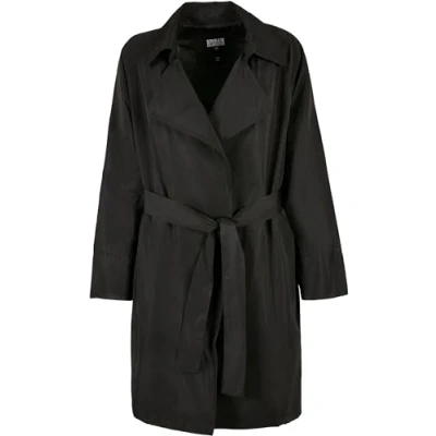 Image of Urban Classics Crinkle Minimal Trenchcoat, Women&#039;s, Size: Small, Black