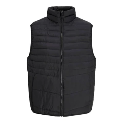 Image of Jack &amp; Jones Puffer PLUS SIZE Waistcoat, Men&#039;s, Size: 2XL, Black