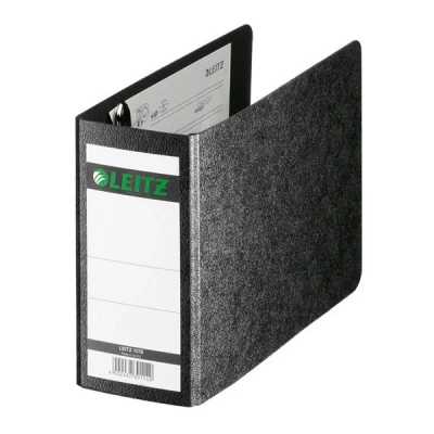 Image of Leitz Quality Folder 180 A6 Landscape Pack of 5 Black 80 mm Spine Format Hard Cardboard Cover 10780000