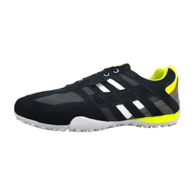 Image of Geox Trainers, Men&#039;s, Size: 11, Black fluo yellow Leather/synthetics