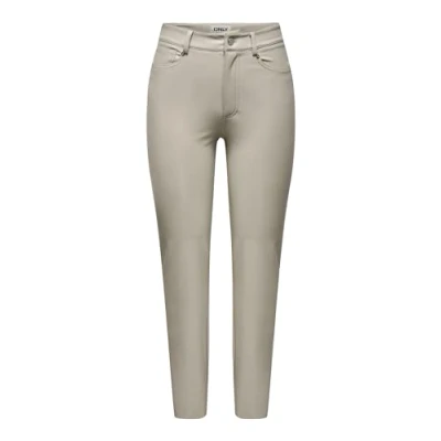 Image of ONLY Women&#039;s Onlemily Hw St ANK Faux Leather PNT Noos Imitation Pants, Silver Lining, XXS / 32L