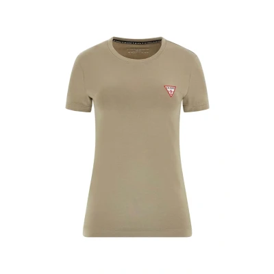 Image of Guess Triangle TEE Basic Tshirt, Women&#039;s, Size: XS, Olivgrün