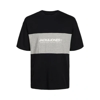 Image of Jack &amp; Jones Jjelegacy Blocking TEE O NECK Print Tshirt, Men&#039;s, Size: 2XL, Black
