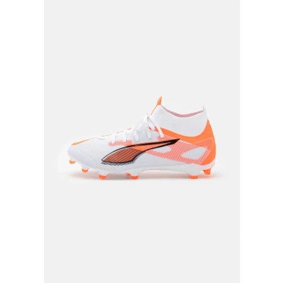 Image of Puma Unisex&#039;s Ultra 5 Match+ Fg/Ag Soccer Shoe, White Black Glowing Red, 11.5 UK