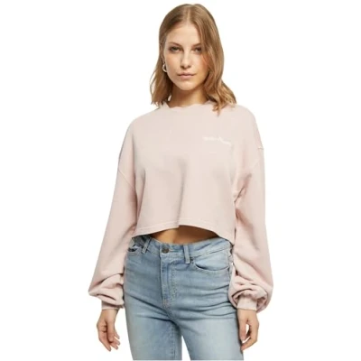 Image of Urban Classics Cropped Small Sweatshirt, Women&#039;s, Size: Small, Pink