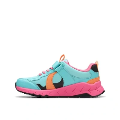 Image of Clarks Selva HERO Trainers for kids, Size: 8.5K, Aqua Leather and textile