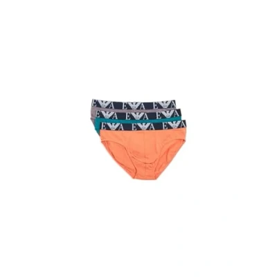 Image of Emporio Armani Brief 3 PACK Briefs, Men&#039;s, Size: XL, Shark/coral/dark green