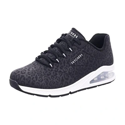 Image of Skechers Sport UNO 2 Trainers, Women&#039;s, Size: 2, Black tonal leopard print durabuck/ mesh trim High quality imitation leather