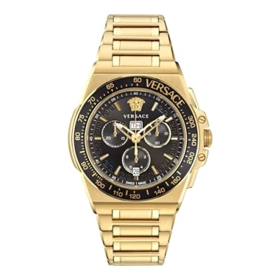 Image of Versace Greca Extreme Chrono Chronograph watch goldcoloured black, Men&#039;s, Size: One Size, Gold coloured black