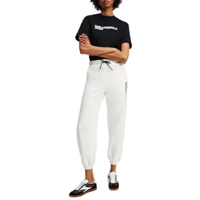 Image of Karl Lagerfeld Jeans TEXT LOGO SLIM Tracksuit bottoms, Women&#039;s, Size: XS, White
