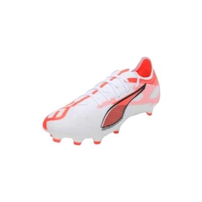 Image of Puma Unisex&#039;s Ultra 5 Match Fg/Ag Soccer Shoe, White Black Glowing Red, 6 UK