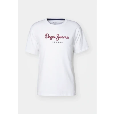 Image of Pepe Jeans EGGO Print Tshirt, Men&#039;s, Size: Large, White