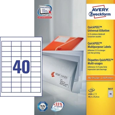 Image of Avery Zweckform Labels 48.5 x mm, Edge 48,5 25,4 mm White