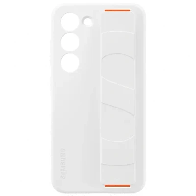Image of Samsung Silicon Back Cover with Strap White Galaxy S23