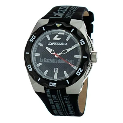 Image of Chronotech Men&#039;s Quartz Analog Watch with Leather strap CT7935M 12, multicoloured, 43 MM,