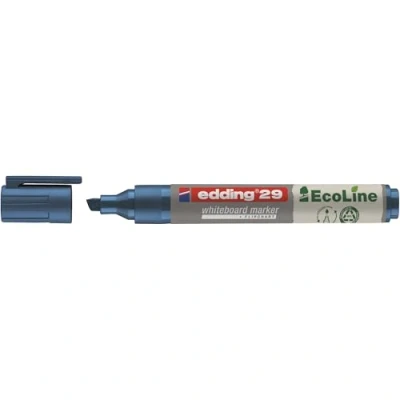 Image of edding 29 Ecoline whiteboard marker blue 1 pen chisel tip 5 mm dry wipe for whiteboards, flipcharts, pinboards, memo boards sketchnotes refillable