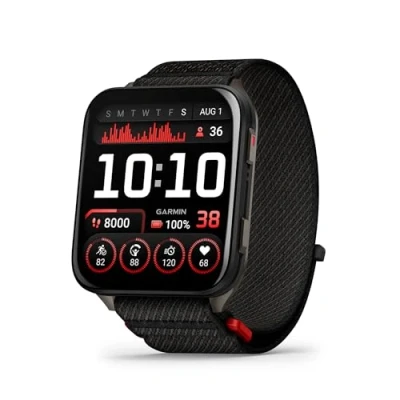 Image of Garmin Venu X1 51mm GPS smartwatch, Large 2&quot; AMOLED display, LED flashlight, Lightweight, Ultra thin 8mm watch case, 100 pre loaded Sports Apps, Up to 8 days battery life, ComfortFit nylon band, Black