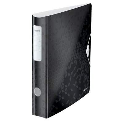 Image of Leitz A4 Lever Arch File Active, Black, Curved spine 65mm width, Elastic fastening, Light polyfoam, WOW Range, 11070095
